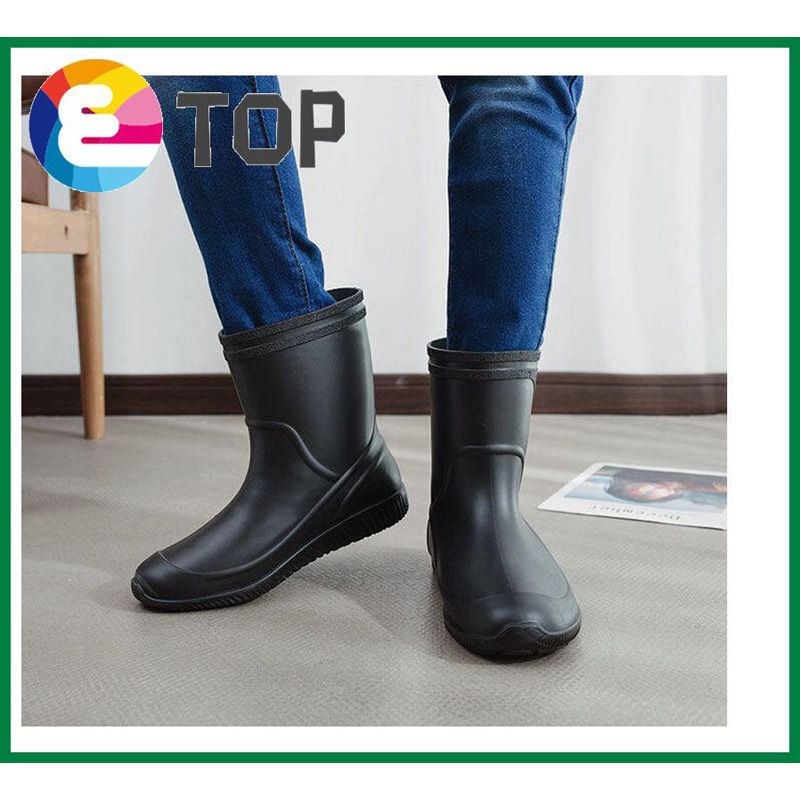 Rain shoes men's rubber shoes middle tube anti-skid waterproof rain boots water shoes shoes fishing