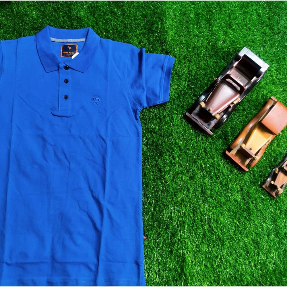 Royal Blue Cotton Polo t-Shirt For Men