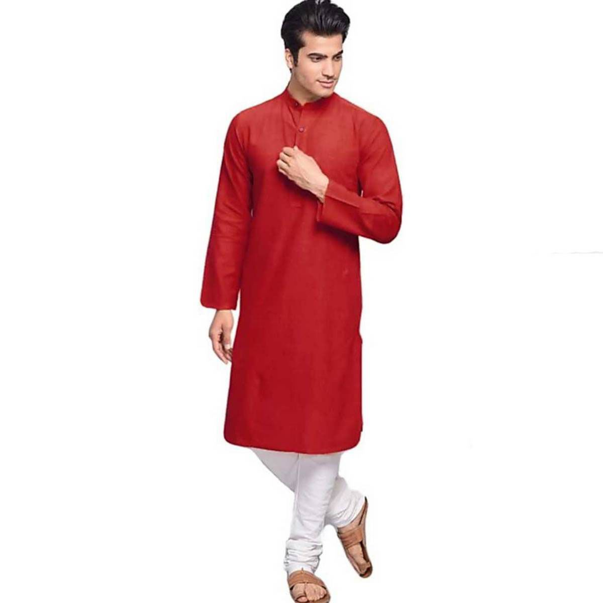 Special Cotton Panjabi for Men - Red - NZ-13015