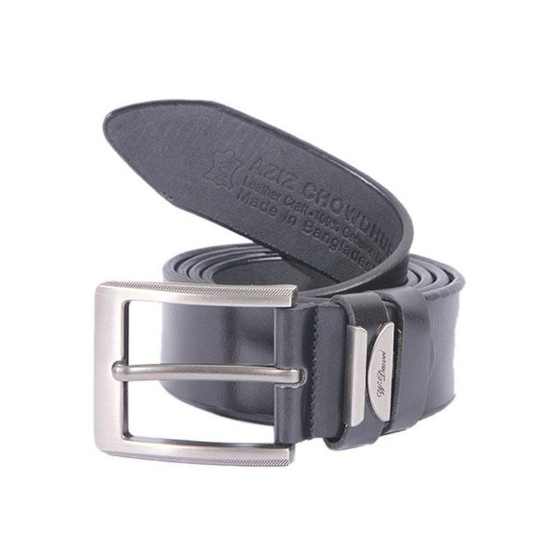 Black Leather Formal Belt For Men