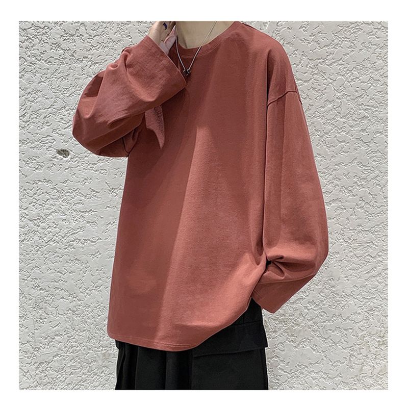 100% Cotton  Men's Women T-shirt Short-sleeve Man Oversize Long sleeves Pure Color Men t shirt T-shirts For Male Female Tops