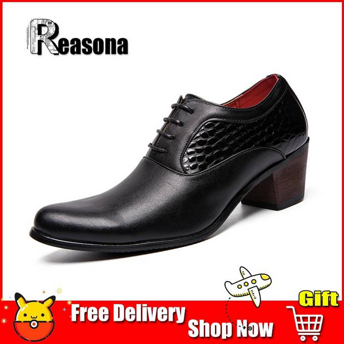 Men Dress Shoes Men High Increase Wedding Shoes High Heels Formal Shoes Matte leather Bright leather Shoes Black Classics