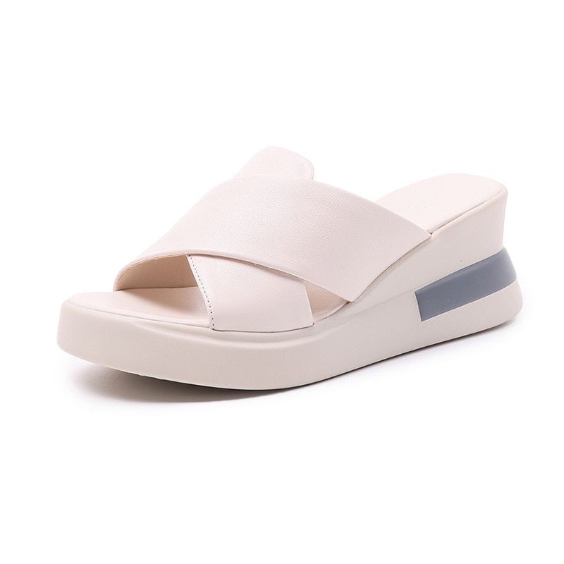 Women Sandals Open Toe Pu High Heels Summer Office Lady Platform Sandals Plus Size Wedge Solid Color Mujer Sandalias