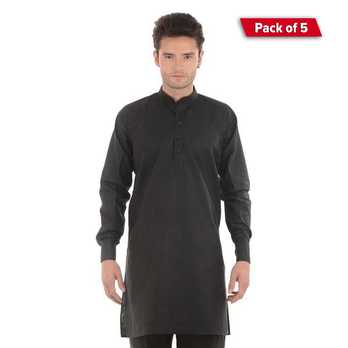 Pack of 5- Special Cotton Panjabi for Men - Black - NZ-13034