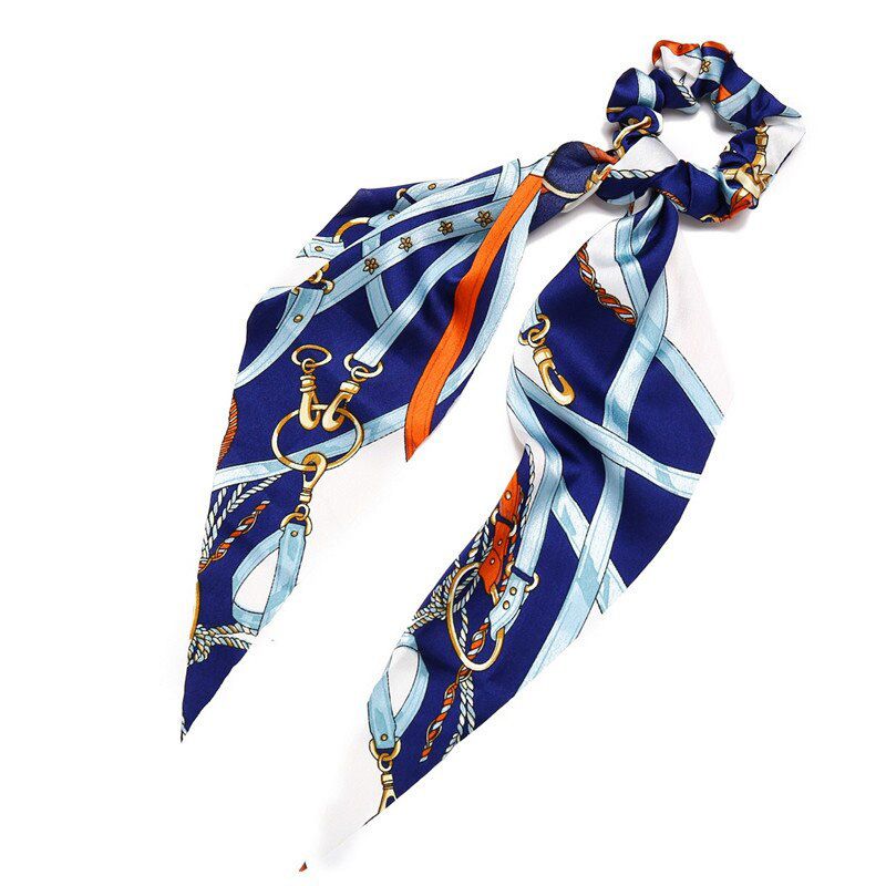 Fashion Printing Long Scarf Hair Bands For Women Scrunchie Elastic Ribbons Bow Tie Ponytail Holder Girl Elegant Hair Accessories
