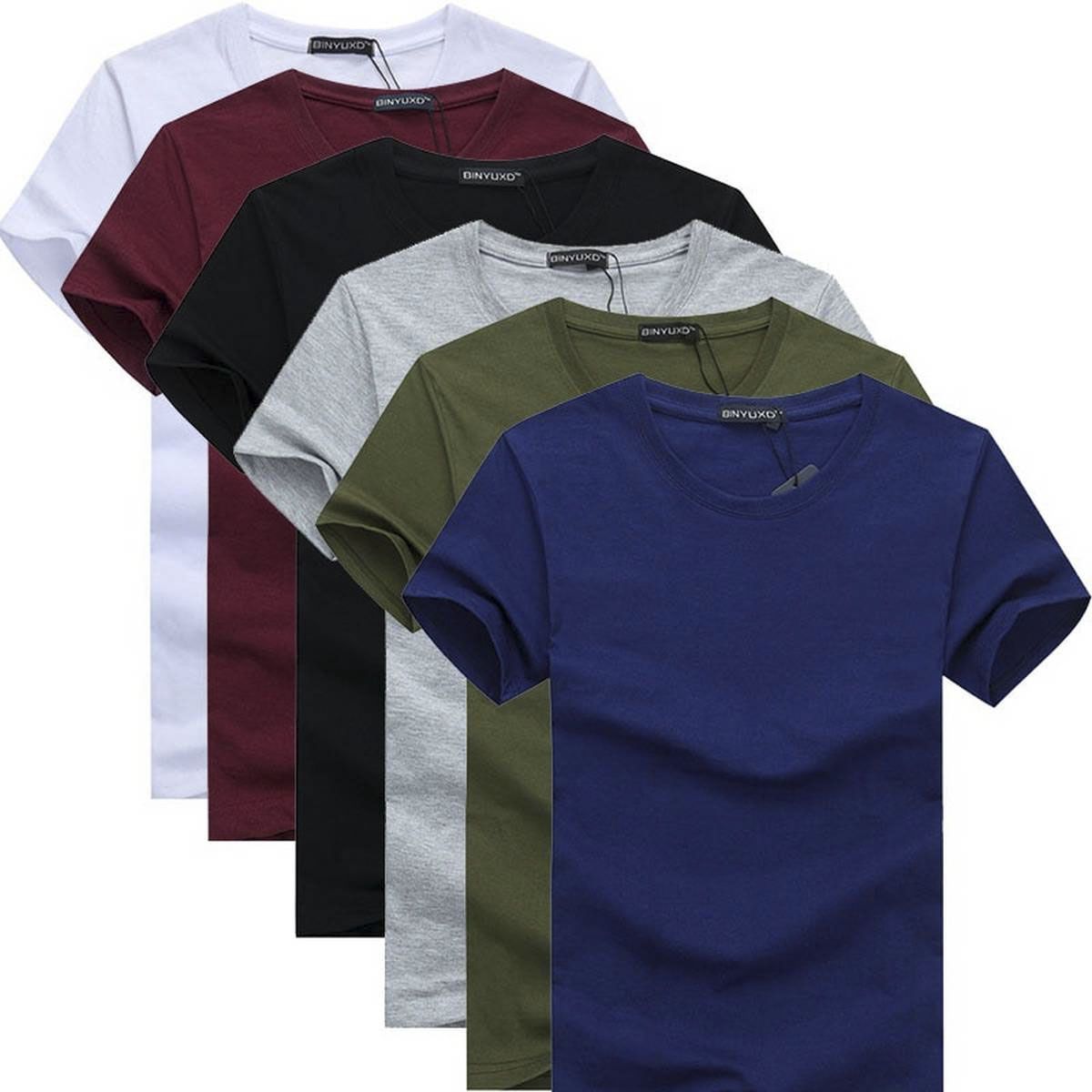 Solid Colour Men Round Neck Multicolor T-Shirt  (Pack of 4)