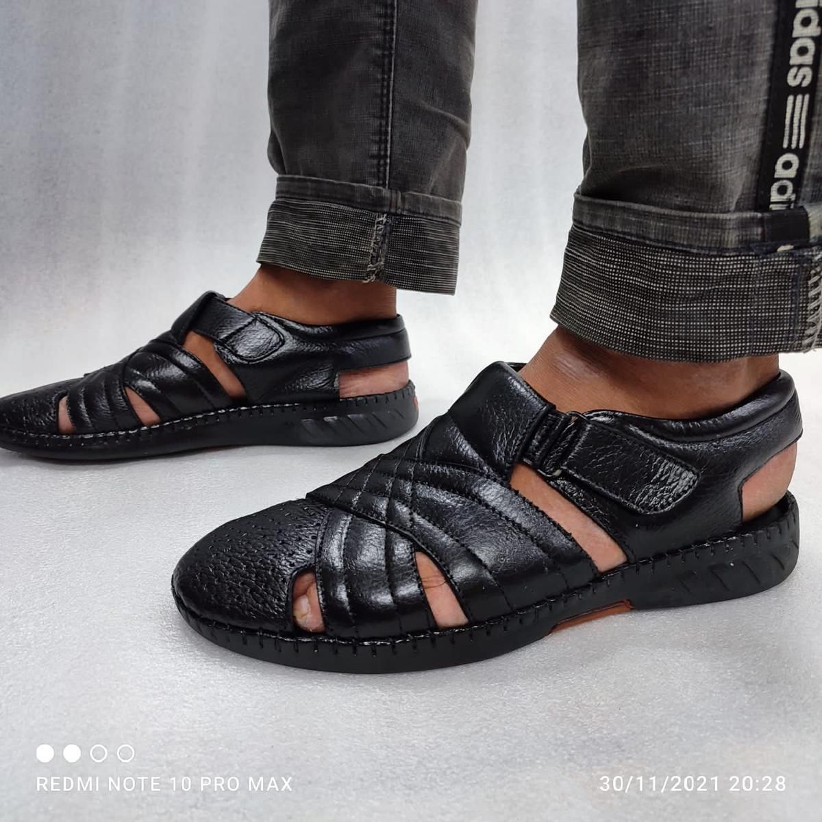 Skm shoes New Fashion Summer Leather Stylish Special Sole Beach half shoes Slippers  Nagra Shoe for man BLACK Panjabi's shoe new collection for Men