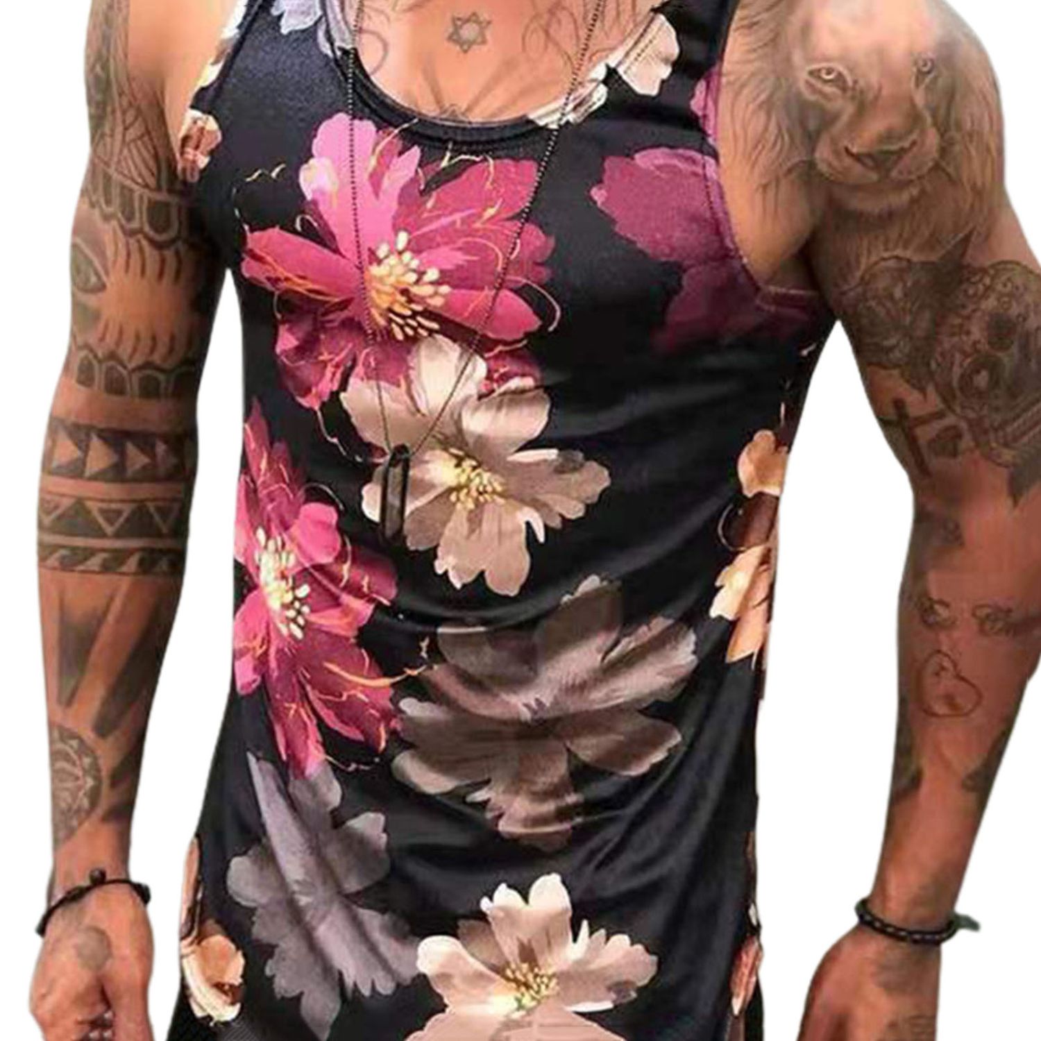 Vest Round Neck Breathable Sportswear Men Summer Printing Tanks Top for Daily Wear