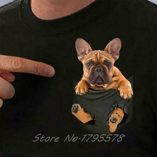 French Bulldog In Pocket Men T-Shirt Summer Cotton T Shirt Men Women Uni Fashion Tshirt Funny Tees  Hop Harajuku
