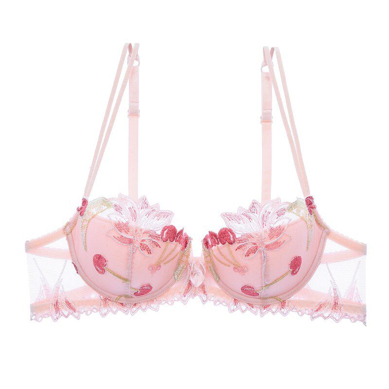 LILYMODA Women  Soft Thin Cotton Bra Brassiere Sets Floral Lace Embroidery Underwire Pink Lingerie Underwear  Arrivals