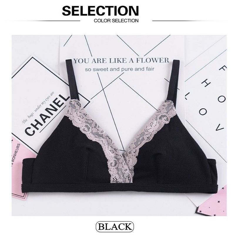 thin small chest bralette ladies underwear no steel ring bra cotton big chest small
