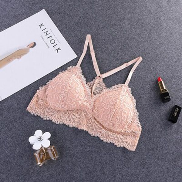 Lace Bra for Women Underwear Thin Wire Free Bra Bralette Y-line Straps Push Up Bras Padded Bra Brassiere Lingerie Crop Top