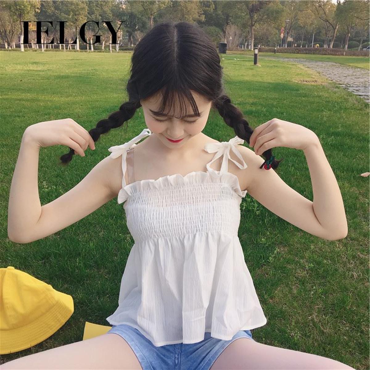 IELGY fashion wild girl strapless pure sling dress top