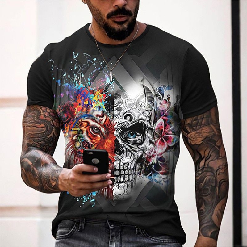 Summer Skull Print 3D Personality T Shirts For Men/women Sportswear Harajuku Casual Tops Male Oversized Tops Tees XXS-6XL