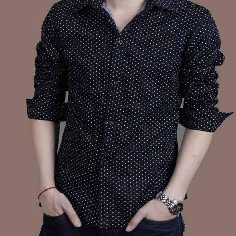 Men's Black color Dots Slim Fit Formal Shirt