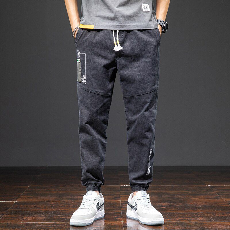 Spring Summer Black Blue Casual Pants Men Streetwear Joggers Ankle-Length Sweatpants Male Harem Trousers Plus Size