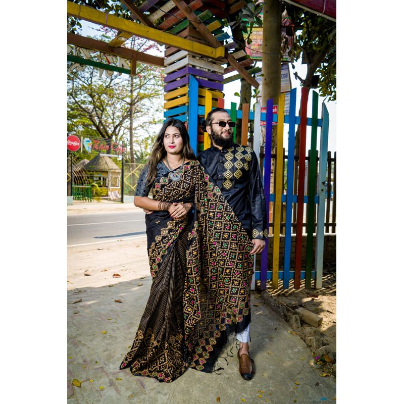 Juliet fashion Featuring New couple set panjabi and sharee  half silk couple set panjabi and sharee  indian dupiyan couple panjabi and sharee