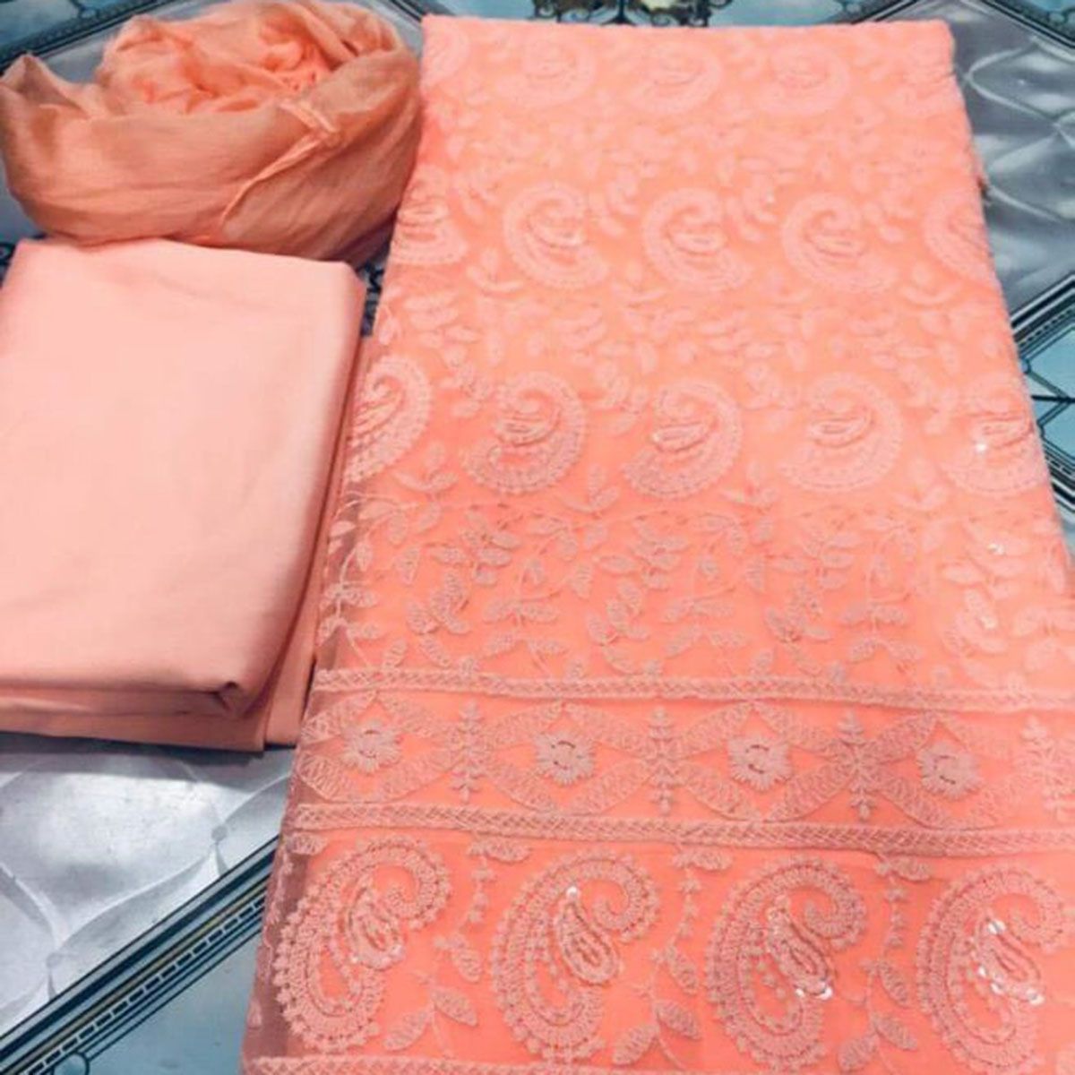 Lucknow four Pieces with sequence work on dress