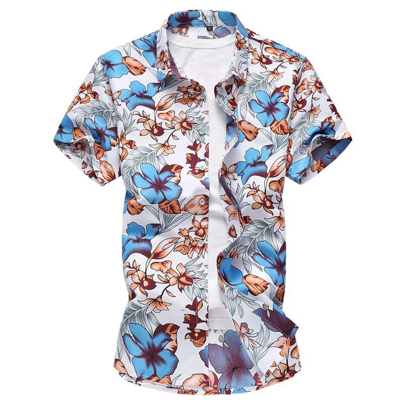 Men Fashion 2020 New Red Car Printed Mens Hawaiian Shirt Streetwear Holiday Casual Short Sleeved Floral Camisa Plus Size M-7XL