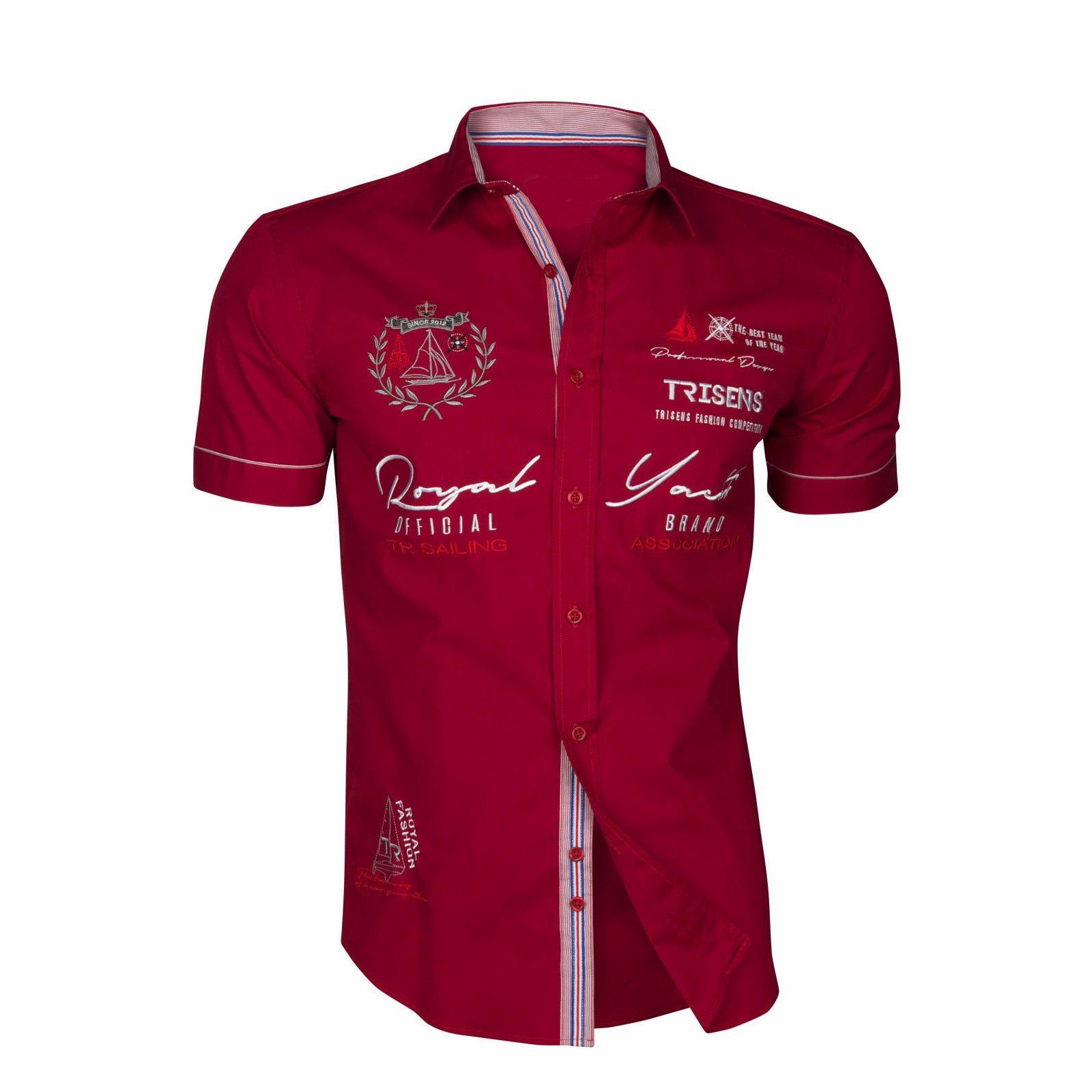 Zogaa 2019 Brand New Men's Fashion Shirts Color Block Summer Casual Short Sleeve Shirt Casual Slim Plus Size Solid Color Top