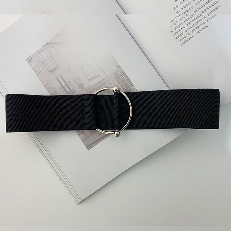 Women Elastic Belt Female Simple Waist Simple Round Buckle Black White Beige Wide Band Coat Sweater Dress Belt Summer 400