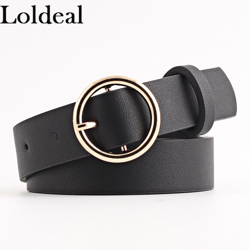 Loldeal 102*2.5cm  Round Buckle Buckle Belt Belt Women's Combination Fashion Trend with Jeans Rings Ladies Belt
