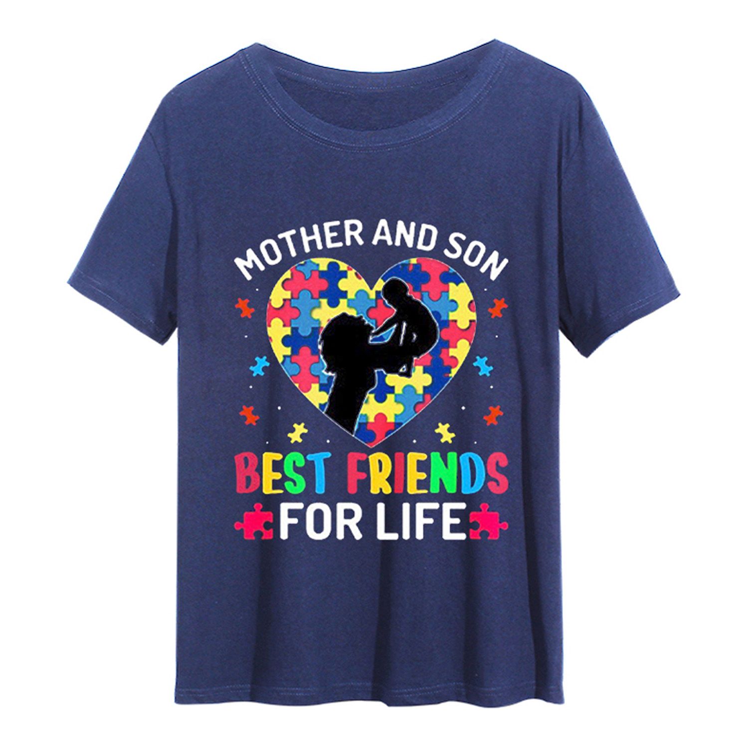 Women T-shirt Top Attrtive Heart Printed Mother Day Pullover T-shirt