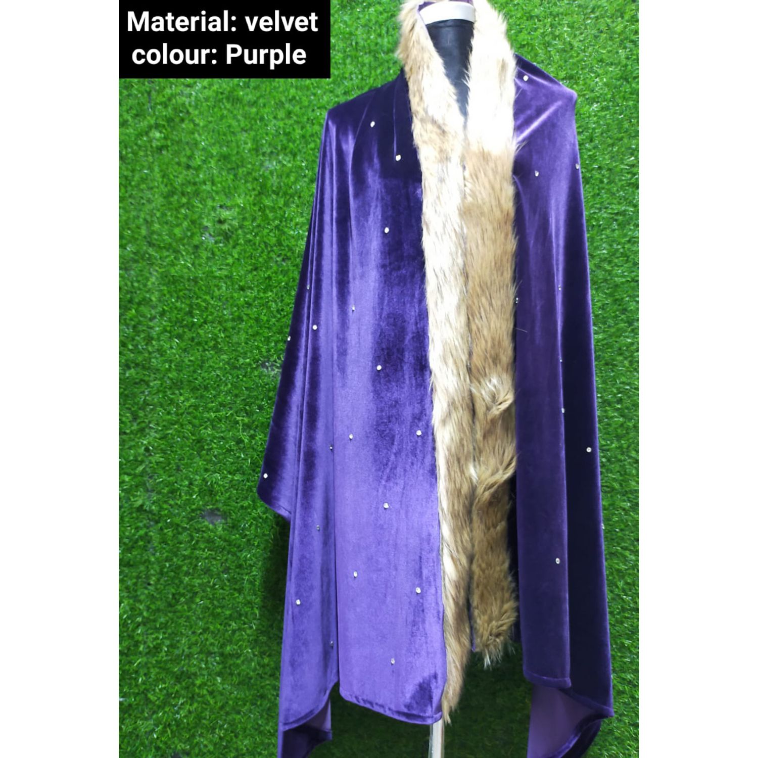 Velvet Shawl with Fur & Stone works, Comfortable Soft Winter Wear.