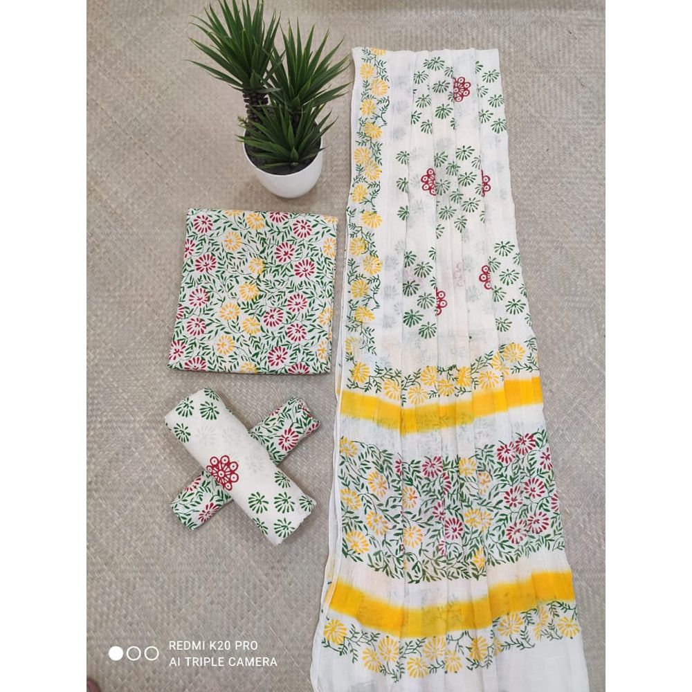 Cotton screen print three pcs / cotton screen print boutique 3 pcs