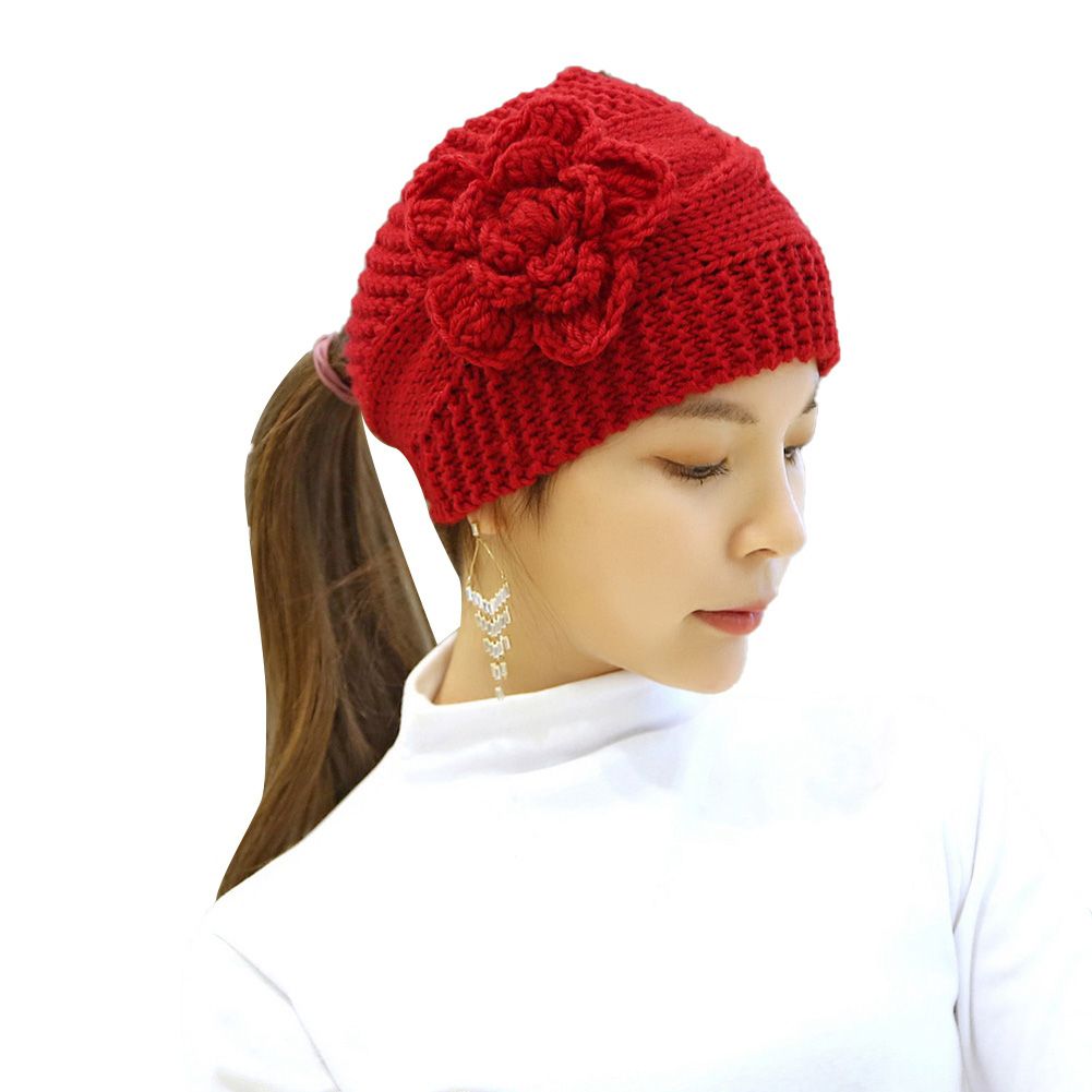 【ALLGOOD】Autumn Winter Woolen Headband For Women Knitted Crochet Earmuff Flower Hair BanHeadwrap For Adult Hair Accessories
