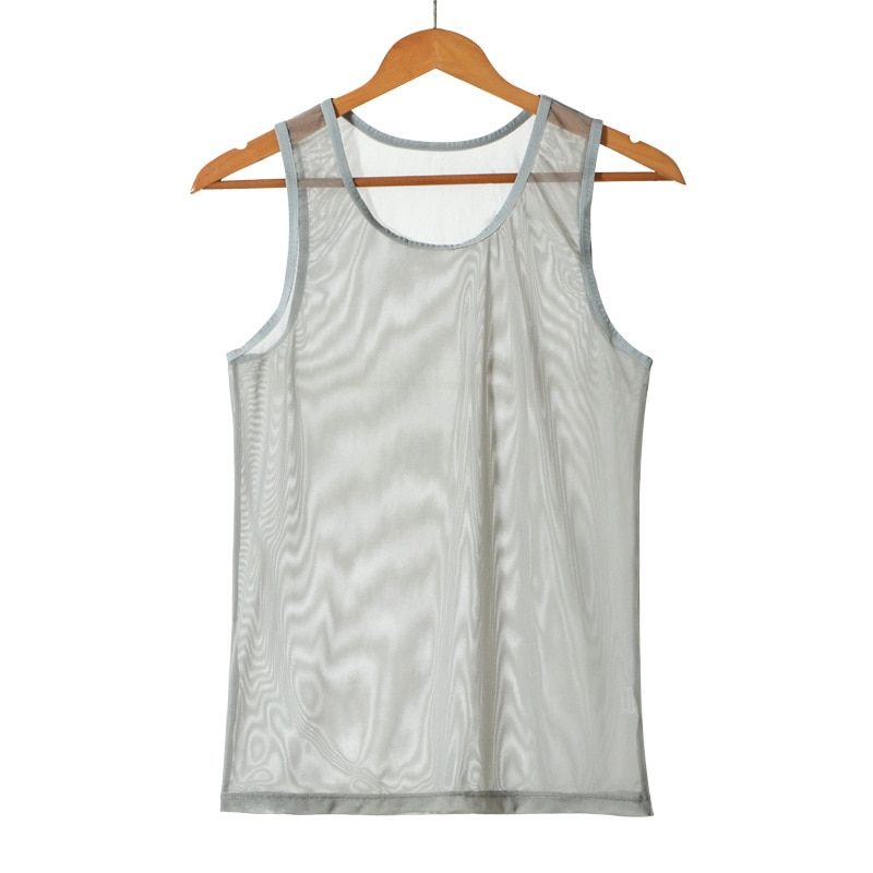 Fashion Men Underwear Transparent Mesh Men TaTops  Underwear Lingerie Men's Tank