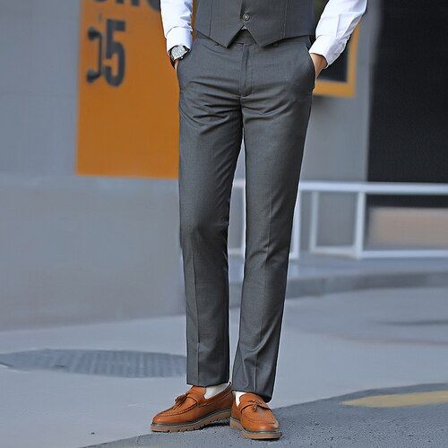 2021 Men's Clothing Suit Trousers / Male High Grade Pure Color Slim Fit Business Blazers Pants