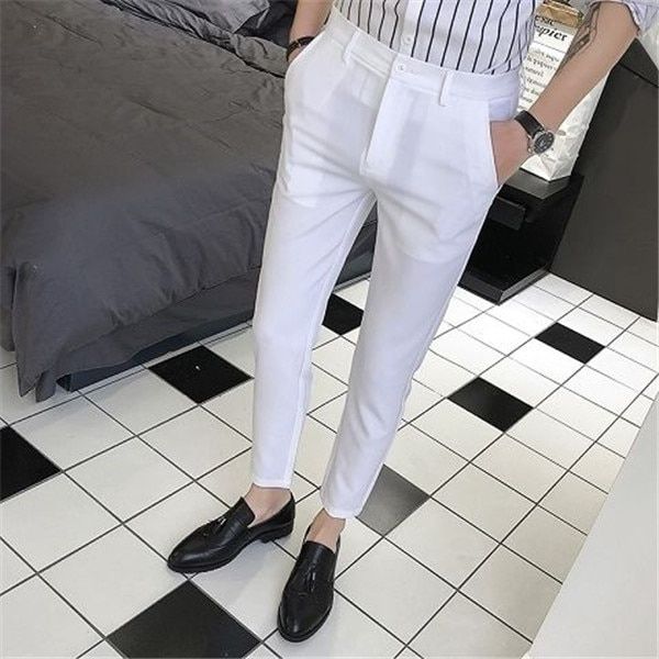 2021 Striped Pencil Pants Mens Casual Drawstring Trouser Male Fashion Breathable All-match Trousers Slim Fit Plaid Office Pants