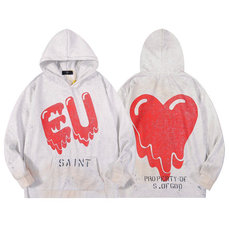 Smiley Letter Foam Kanye West Zip Hooded Mens and Womens Oversize Stranger Things Oversize Streetwear Fleece Sweatshirt