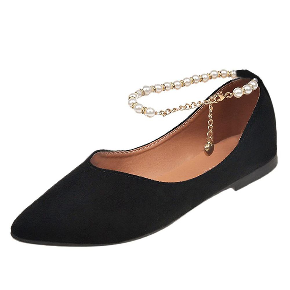 Korean Style Women Sandals Women Ladies Fashion Solid Pointed Toe Pearls String Bead Buckle Single Shoes Fashion Shoes Work female shoes women shoes