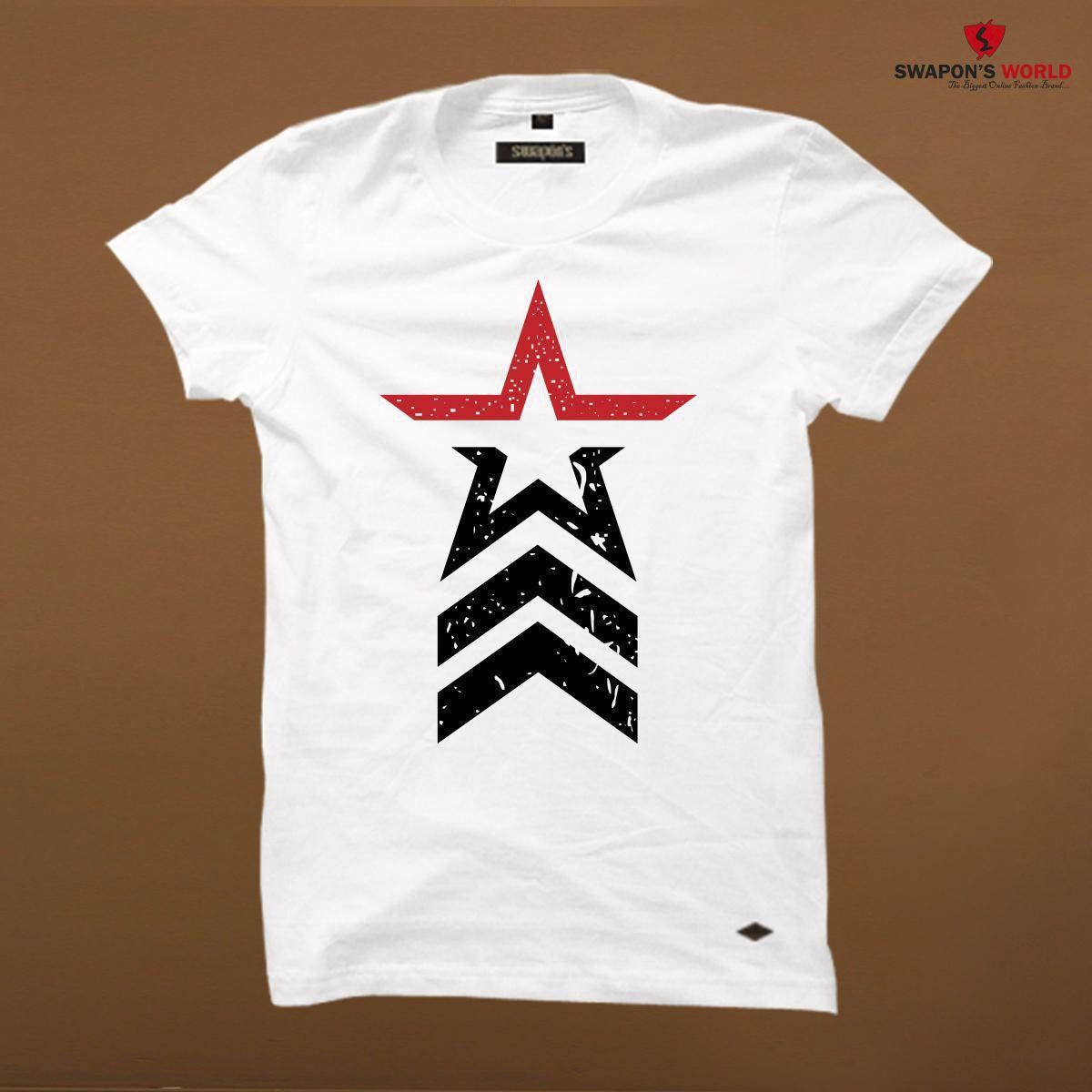 White Cotton Half Sleeve T-Shirt for Men Code-SW3885T - Genji - T Shirt For Man - T Shirt For Man