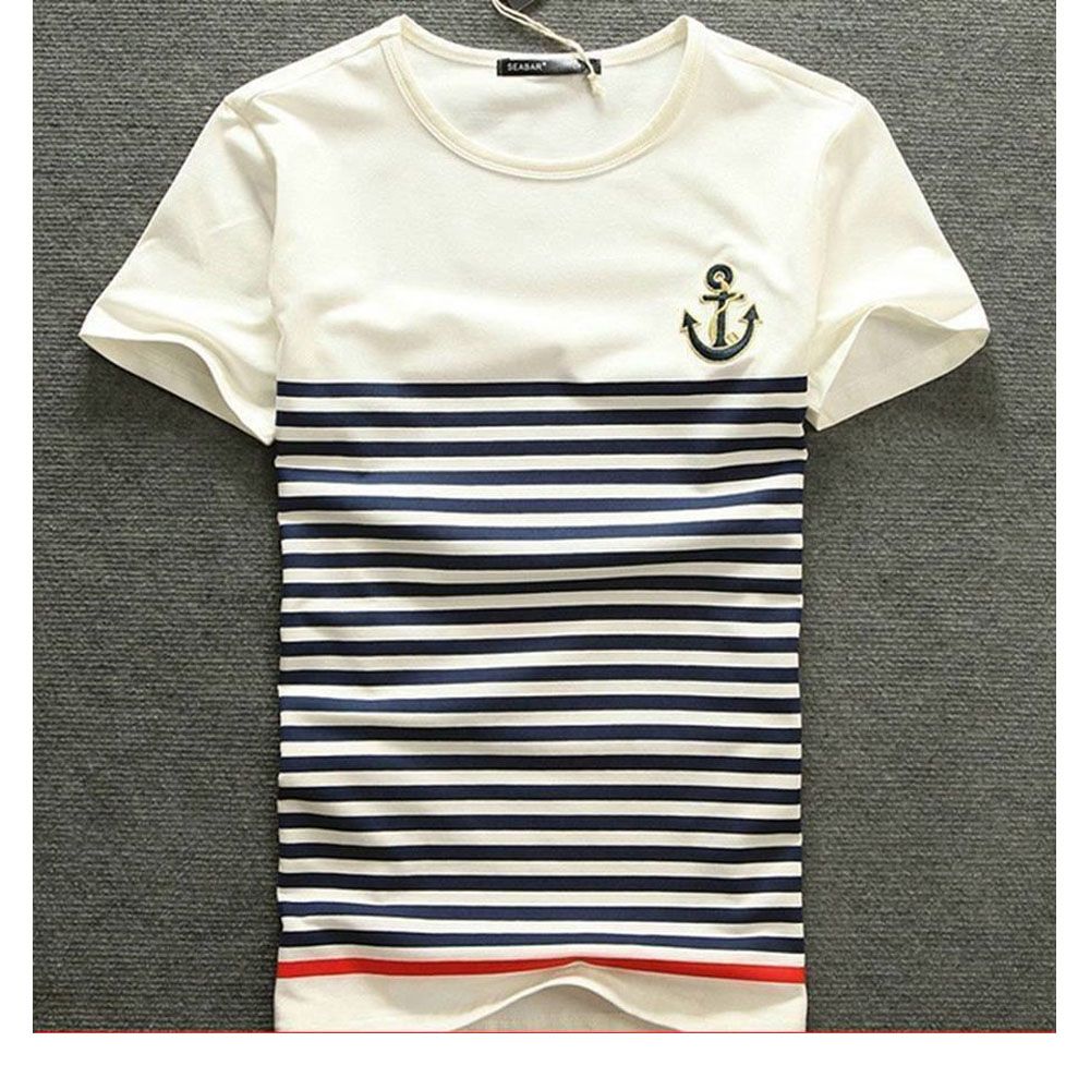 Off White Cotton Half Sleeve T-Shirt for Men