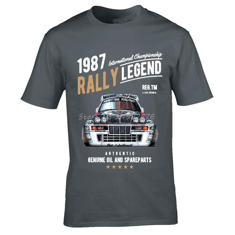 Rally Legend Motif With 1987 Lancia Delta Integrale Hf Car Men  Summer Brand Cotton  Hop Fitness Clothing Men T Shirt