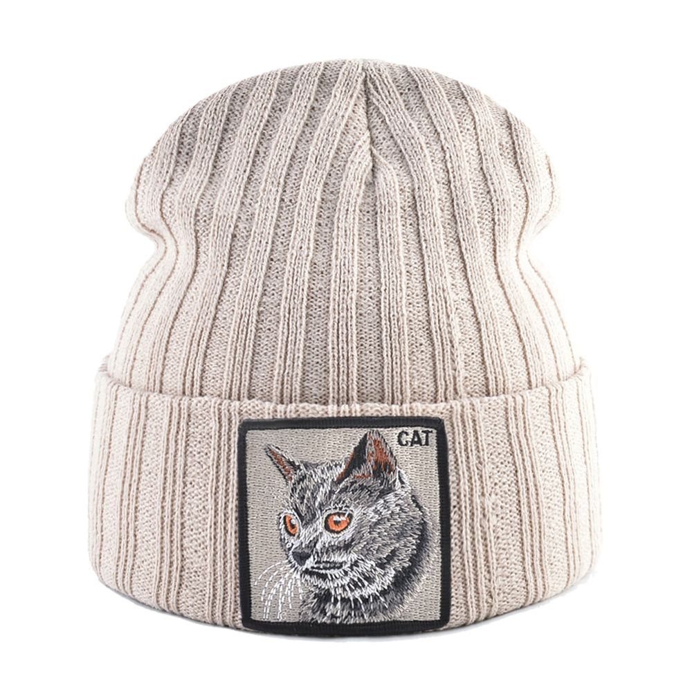 Women's Fashion Beanies Hat Solid Color Knitted Wool Skullies With Embroidery Patch Autumn Winter Men's Knit Gorras Bonnet