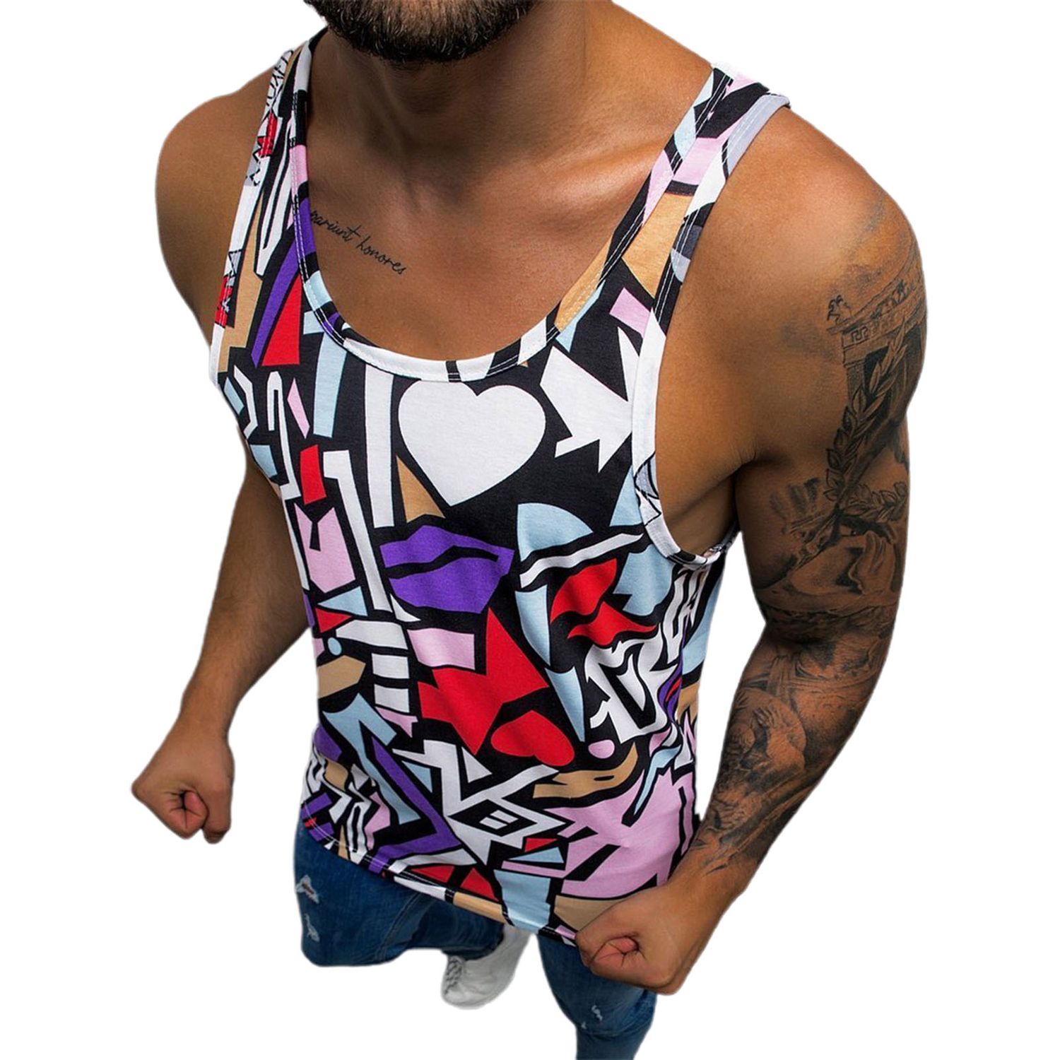 Men Tank Top Loose Great Stitching Men Shirt