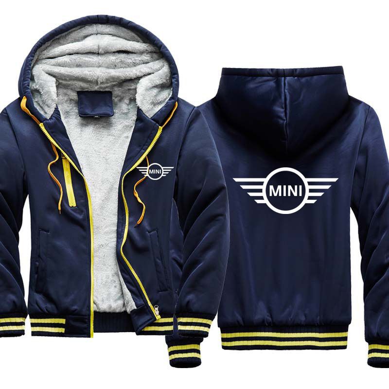 velvet winter thickening Men's Hoodie mini Car Logo Print Casual Cotton jacket Male clothes