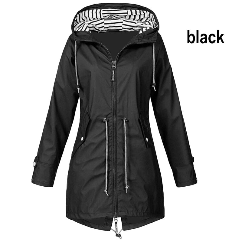 Women Clothes Rain Jacket Casual Waterproof Raincoat Long Hiking Coat Running Coat New Fashion Jackets Hooded Windbreaker