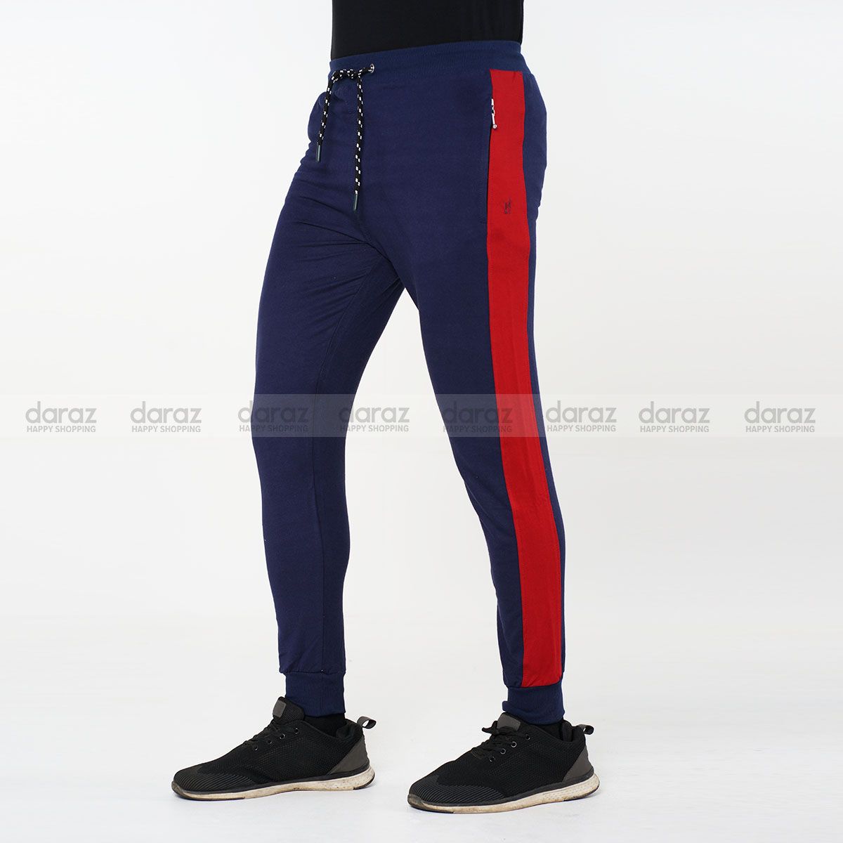 Black Cotton Slim Fit Sweatpants for Men