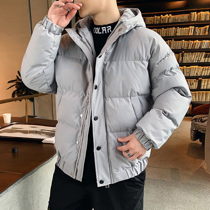 Winter Warm Cotton-padded Coats Men Letter Printed Thicken Jacket  Fashion Street Thick Parkas Hooded Outerwear Men's Clothing
