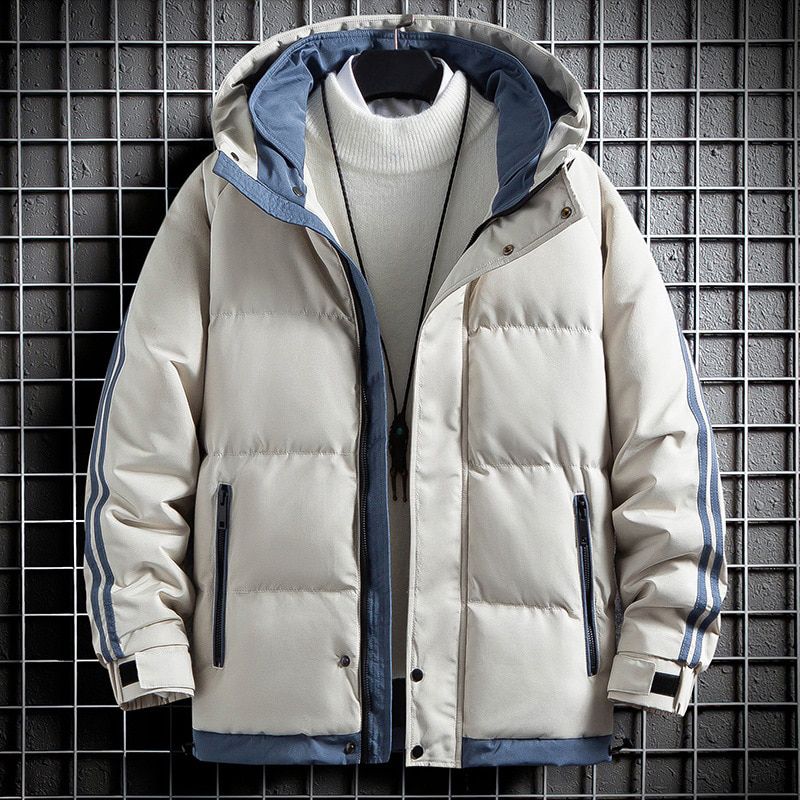 Men Winter Jackets Casual Warm Thick Hooded Outwear Coats Patchwork Hat Parkas Men Windproof Zipper Men's Windbreaker