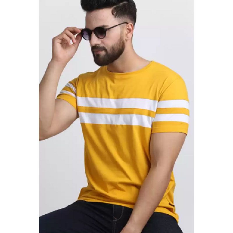 Men`S Cotton Yellow & White Printed T-Shirt By Icon Fashion Bd - T Shirt For Man - গেঞ্জি ছেলেদের