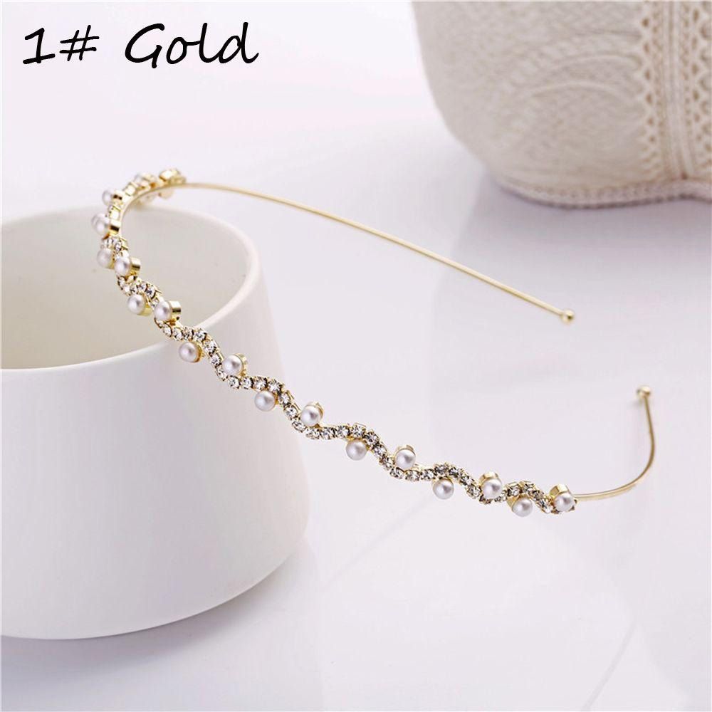 【ALLGOOD】1PC Fashion Women Crystal  Pearl Ladies Wave Headband Head Piece Hair Band