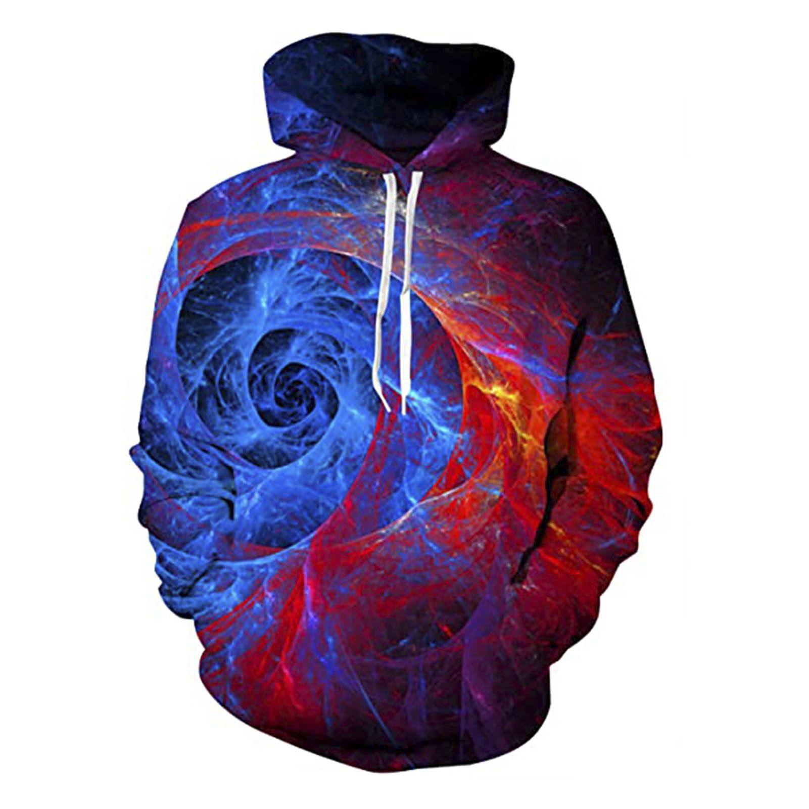Pullover Hoodie Shkable Cuffs 3D Flame Pt Male Casual Pullover Hoodie