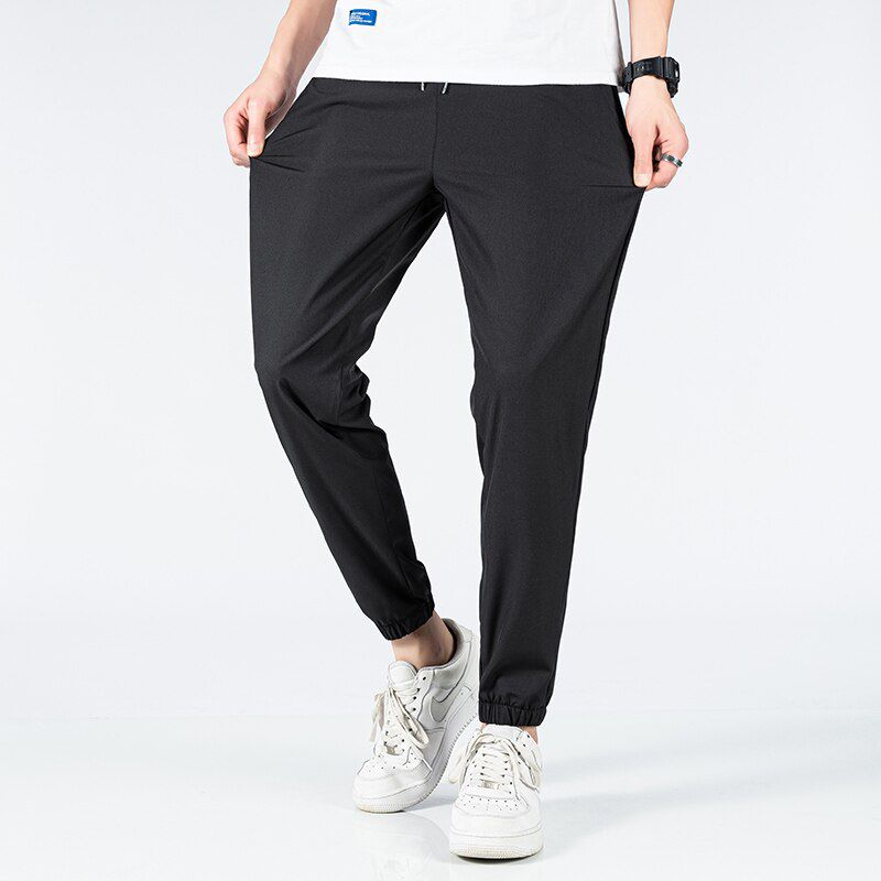 New Men Solid Color Pencil Pants Comfortable Drawstring Quality Ankle-Length Pants Casual Trousers Men All-Match