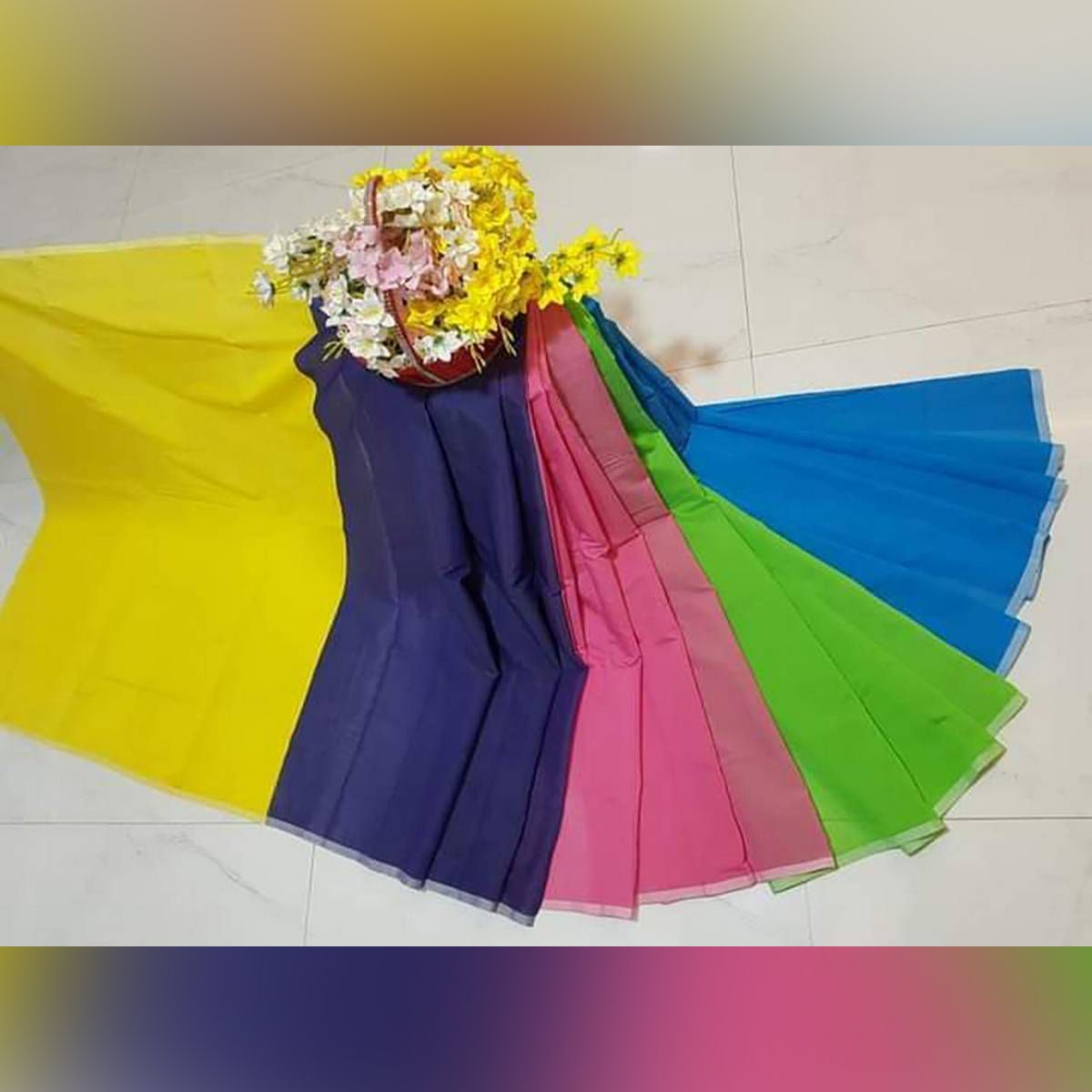 Pancharanga Half Silk Saree with Running Blouse Piece for Women (from Tangail)